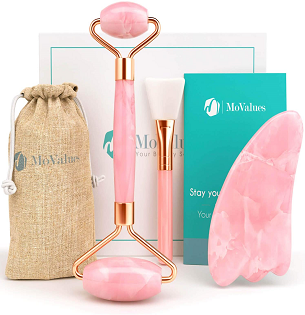 face roller review rose quartz roller and Gua set by MoValues