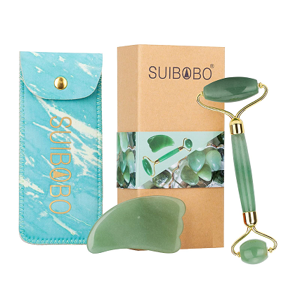 Jade Facial tool kit with face roller and gua sha stone