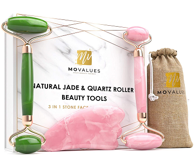 Natural Jade and Quartz Roller Beauty Tool gift set